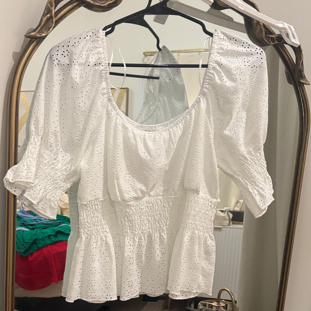 Chic White Eyelet Blouse